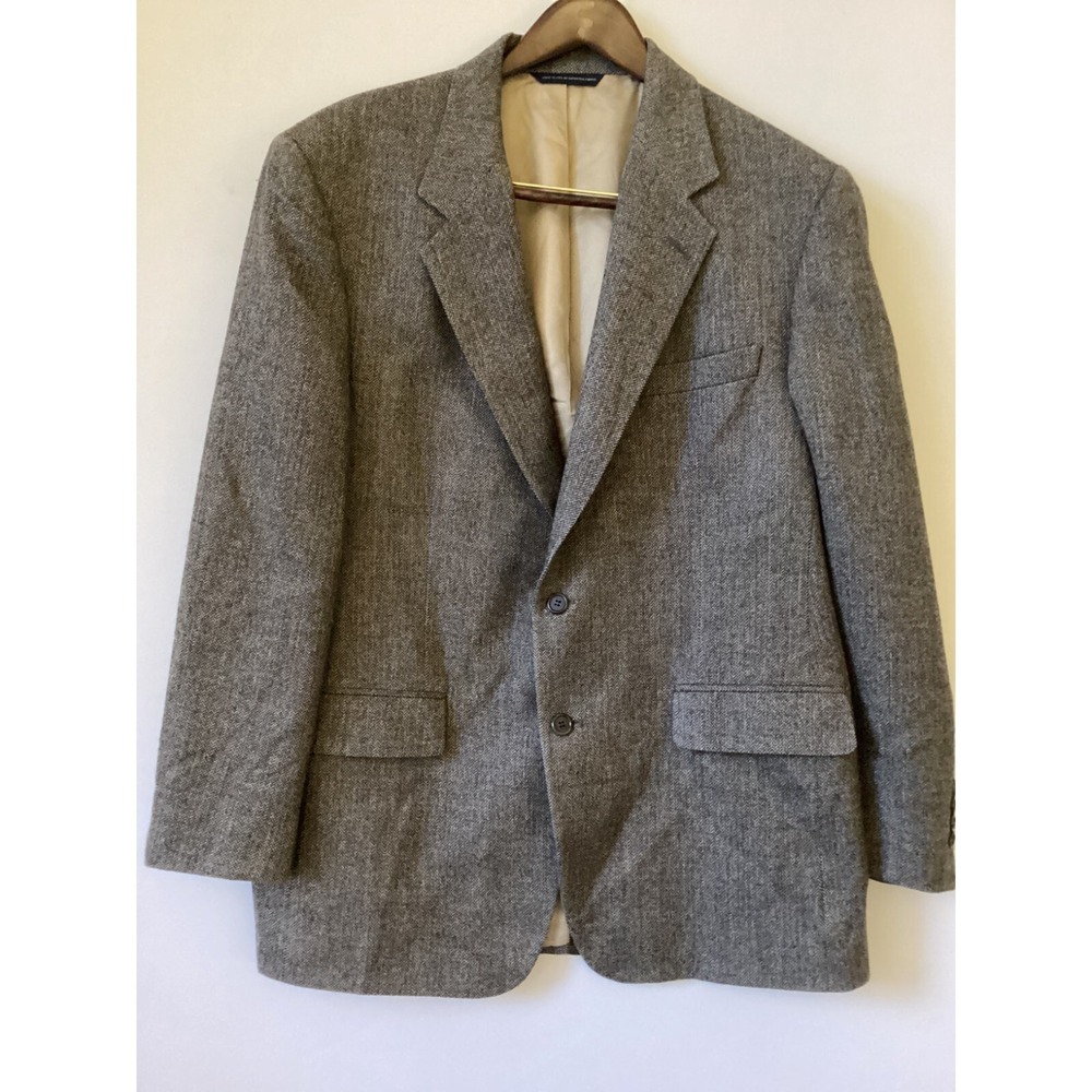 Brooks Brothers Blazer Mens 42 Gray Herringbone Wool Notch Sport Coat Career